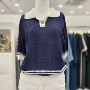 카라넥 니트 스웨터 여름 반팔 여성 티셔츠DU6WSL0300