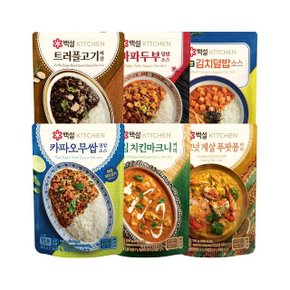 백설 덮밥 소스 6개(마크니커리+카파오무쌉+푸팟퐁커리+트러플짜장+마파두부+스팸덮밥)
