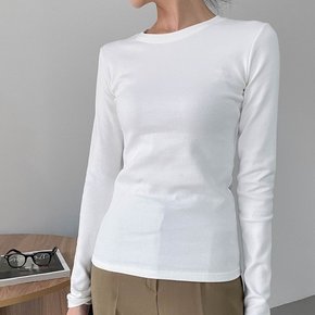 여자 겨울 따뜻한 기모 쫀쫀 스판 무지 라운드 슬림 기본 면 티셔츠 핏이 예쁜 날씬 코튼 이너티