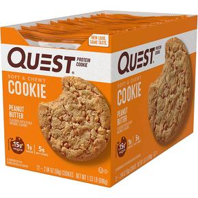 [해외직구] Quest Nutrition 퀘스트 프로틴 15g 쿠키 피넛버터 12입 Peanut Butter Protein Cookie High Protein Low Carb 12 Cou