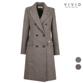 VIVID 여성 겨울 글랜체크 퀼딩 하프코트