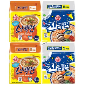 (20개) 오뚜기 스낵면 10봉+진라면 순한맛/ 10봉 총20봉