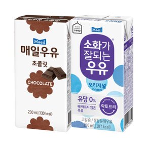 멸균우유 소화가잘되는우유190ml+초코우유200ml 총48팩_P308880589