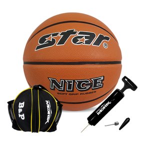 NEW 나이스 농구공 7호+B&P 공가방+휴대용 볼펌프  농구공가방