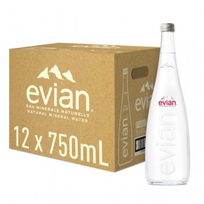 Evian(에비안) 글라스 보틀 750ml×12개