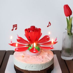 멜로디 연꽃 생일 축하 폭탄 회전 촛불 꽃 초 5color