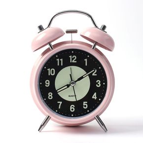 셀프인테리어 무소음 축광 야광 해머벨 탁상시계 핑크 시계