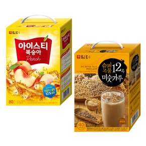 담터 복숭아 아이스티 80T +검은콩 슈퍼곡물 12곡 미숫가루 40T (에이드)
