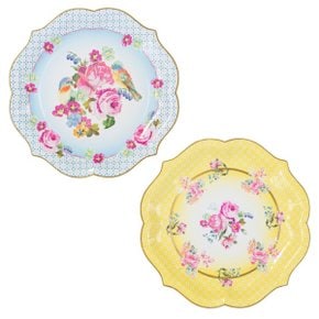 [TT] 큰 싸이즈 꽃무늬 종이 접시 - 노랑2, 파랑2