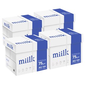 한국 밀크 A4 복사용지 75g 2500매 4BOX(10000매)
