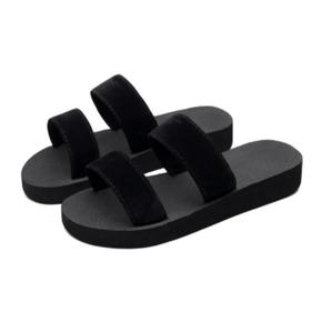 여성 검정색 슬리퍼 여름 회사 신발 발편한 실내화 (S8514623)