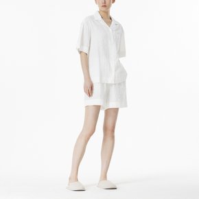 여 레이온 코튼 시어서커 루즈핏 반팔 파자마 셔츠(WHITE / NAVY / GREY)