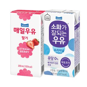 멸균우유 소화가잘되는우유190ml+딸기우유200ml 총48팩_P308880583
