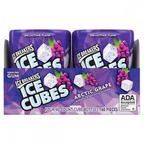 Ice아이스 브레이커스 아이스 큐브 무설탕 껌, 북극 포도, 40개, 4캐럿, 160개