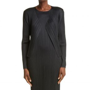 4554250 Pleats Please Issey Miyake Pleated Open Front Crop Cardigan