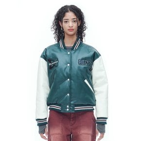 컬러 블록 패딩 바시티자켓 그린 COLOR BLOCK PADDING VARSITY JACKET GR