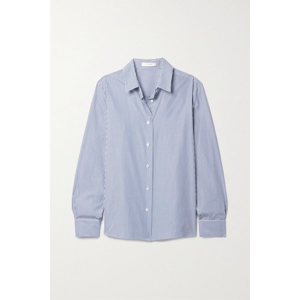 세이디 스트라이프 코튼 포플린 셔츠 블루 1647597317193645