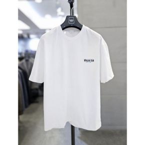 세이브존03  화이트 오버핏 프린팅 라운드 반팔 티셔츠 WSYFAS2KR49_P423794927