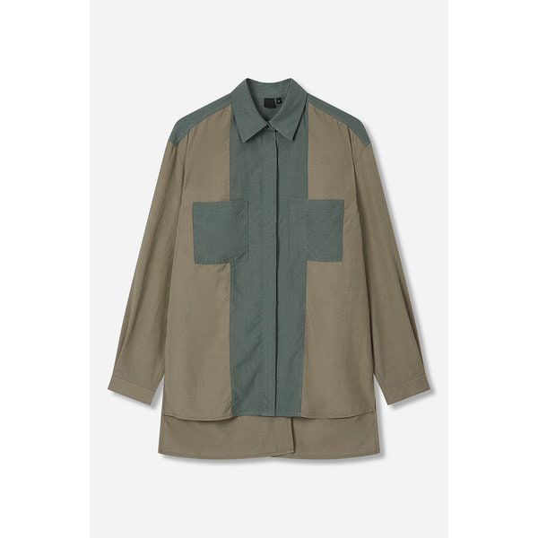 여 컬러 블록 셔츠 J916202509011