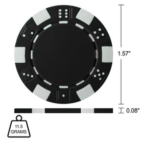 포커 칩 – Trademark Games의 주사위 디자인이 포함된 11.5그램 블랙잭 칩 100개 세트(검은색)
