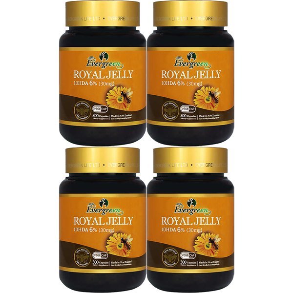 뉴질랜드 에버그린 로얄젤리 10HDA 6% 30mg 300캡슐 4팩