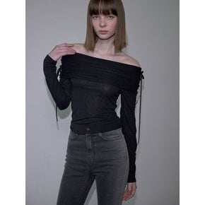 Ribbon Off Shoulder Long Sleeve [Black]