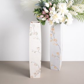 [2+1] 우드 나무 대형 긴 사각 화병 레트로볼륨 12X58cm 4컬러 조화꽃 전용 꽃병 인테리어 장식