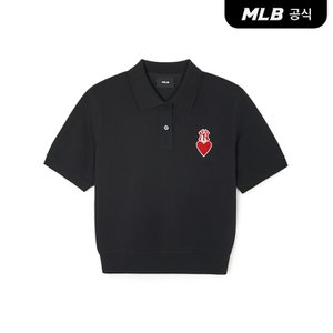 MLB [코리아공식]여성 하트 크롭핏 카라 티셔츠 NY (Black)