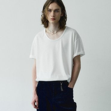 노이어 실크 블렌디드 U넥 하프 티셔츠 N23STS04 반팔 (4color)