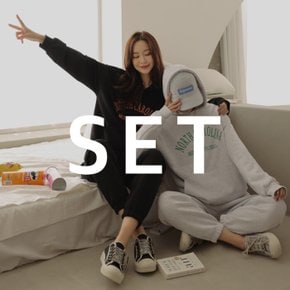 / (2종SET)로슨레터링 프린팅후드티+트레이닝 조거팬츠SET