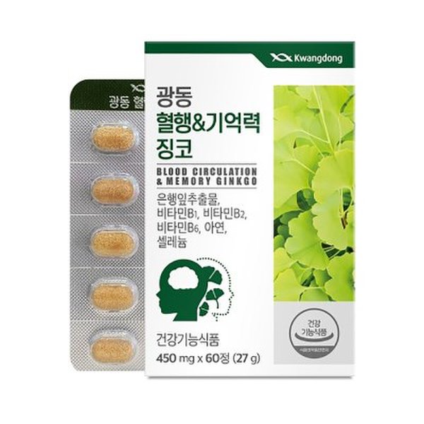 확대된 대표 광동생활건강 광동 혈행&기억력 징코 450mg x 60정