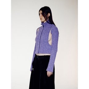 RIBBED BOLERO CARDIGAN, PURPLE