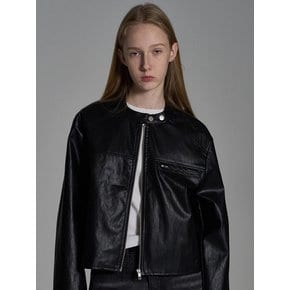 Leather Zip-up Jacket_Black