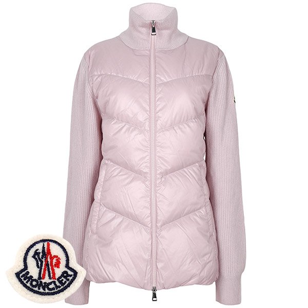 [부산점] 미세하자/몽클레어 핑크 니트 믹스 다운 집업 자켓 9B00041 M1241 516