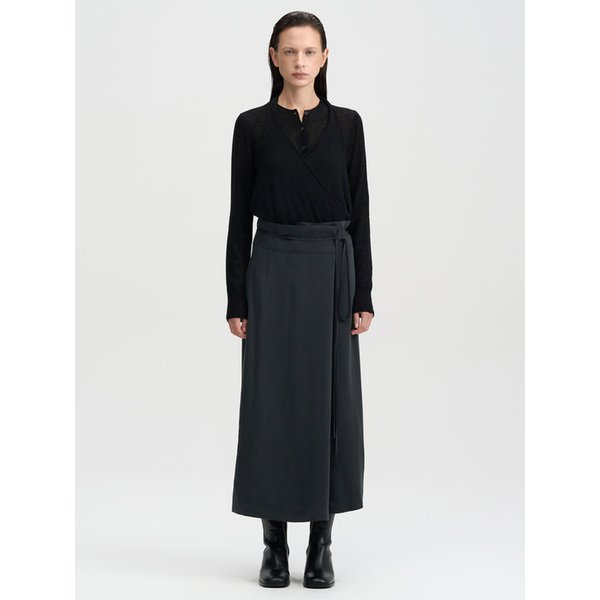 알파카 시어 니트 세트 - 블랙