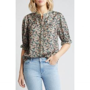 4258853 Wit  Wisdom Print Ruffle Eyelet Shirt