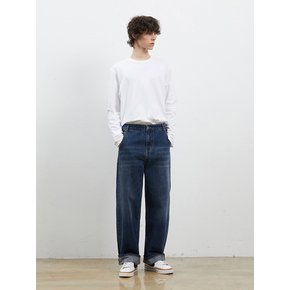 DENIM WIDE SELVEDGE ROLL UP PANTS DARK BLUE