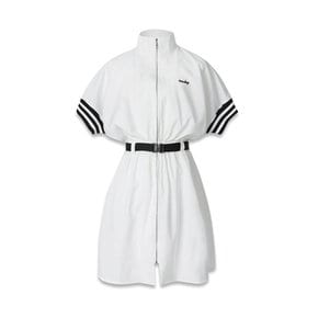 spoty zip-up belt dress white