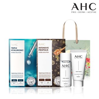 AHC [선물대전]순면마스크 2종(총20매)+클렌징폼30ml+클렌징오일20ml+쇼핑백