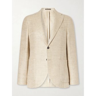 슬로웨어 하운드투스 체크 리넨 실크 블렌드 블레이저 46376663163019122