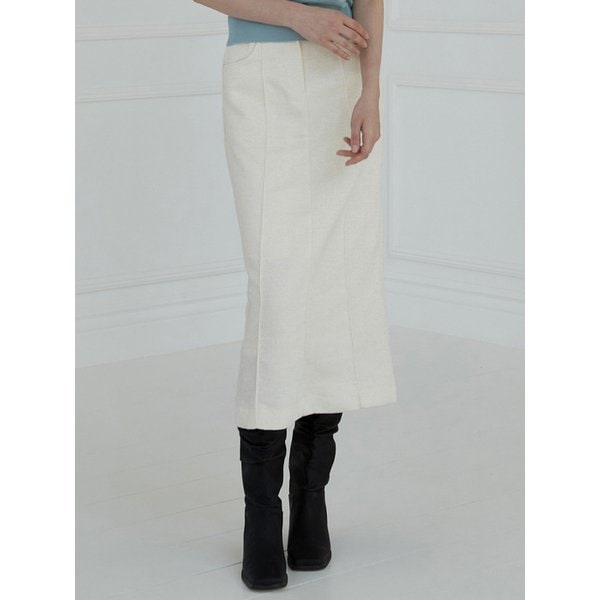 [리퍼브] 트위드 롱 스커트 아이보리  amr1659