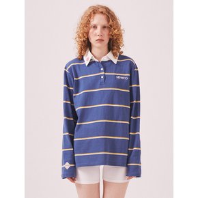 MNS Striped Cotton Collar T Shirt_Blue