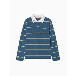 MNS Striped Cotton Collar T Shirt_Blue