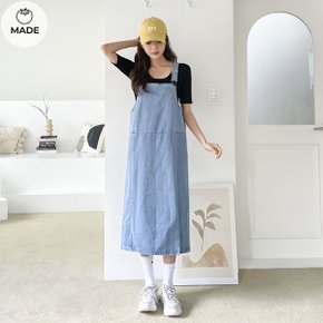 옆트임 이지 와이드 멜빵 원피스_P319188547