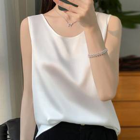 / NB2773 세련미 실크 라운드넥 민소매 블라우스
