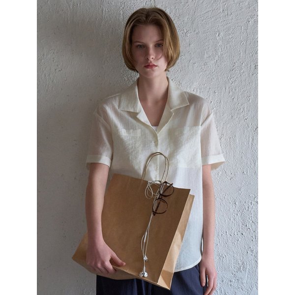 투포켓 오픈 카라셔츠 아이보리 BE066