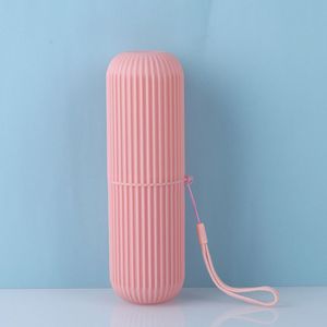 오너클랜 스트라이프 휴대용 칫솔케이스 핑크 세트 치약 꽂이