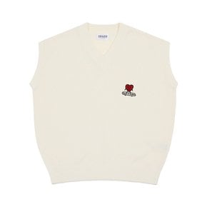 [UNISEX]하트보드 자수 니트 베스트_크림