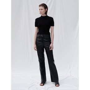 FAUX LEATHER FLARED PANTS (BLACK)