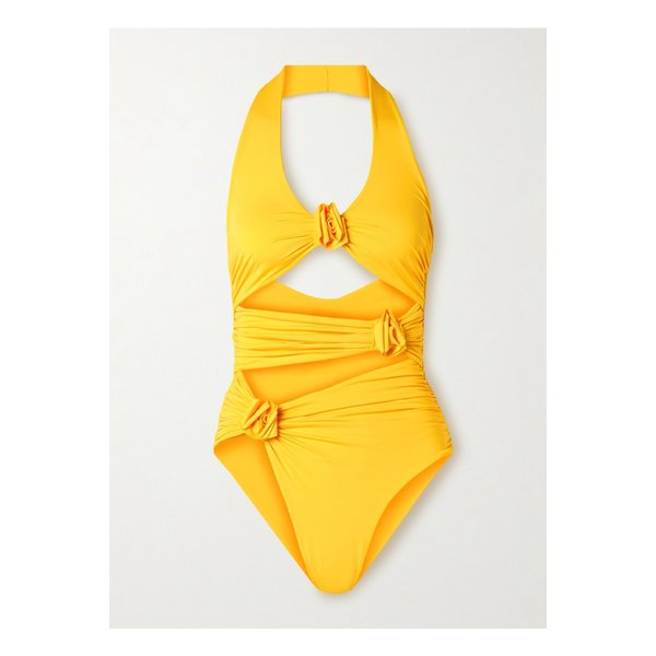 메이겔코로넬 치프리아 컷아웃 아플리케 주름 스윔수트 옐로 46376663162869915